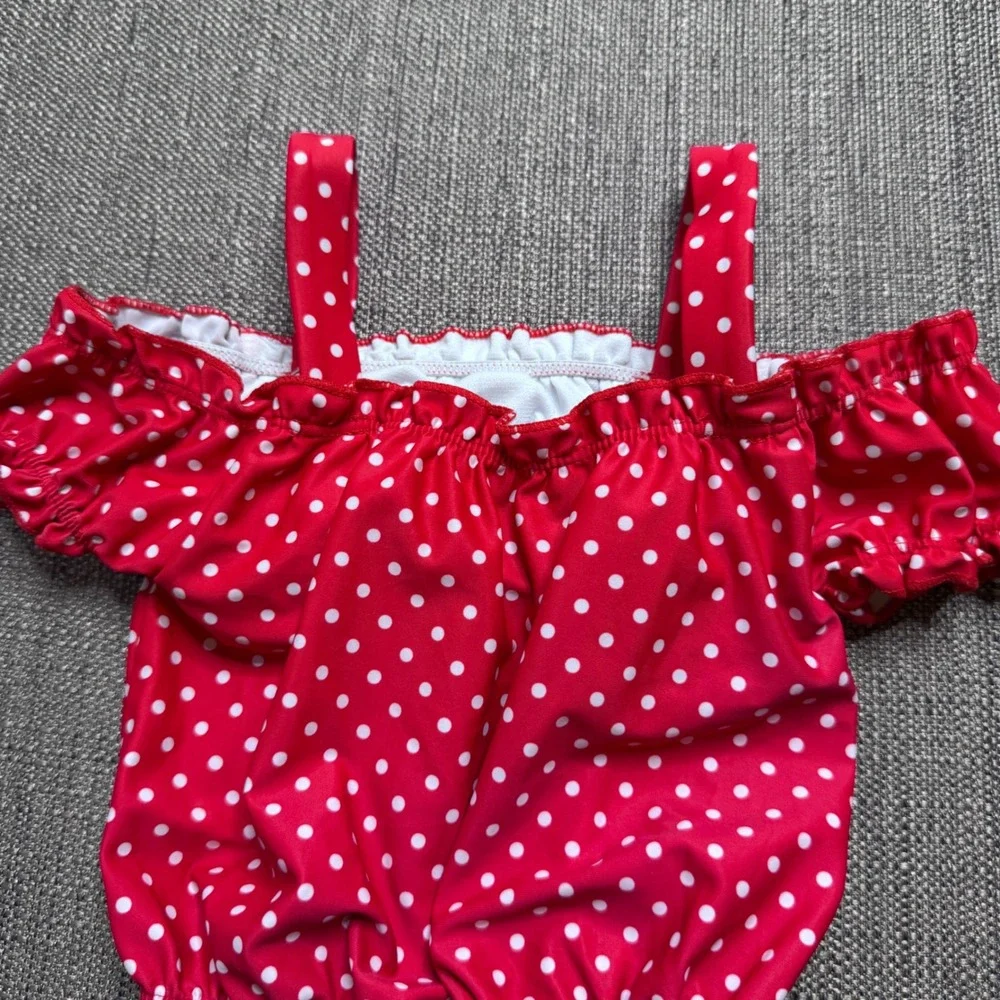 Disney Minnie Mouse Girls Red Polka Dot 2 Piece Swimsuit Set with Ears Size 2T
